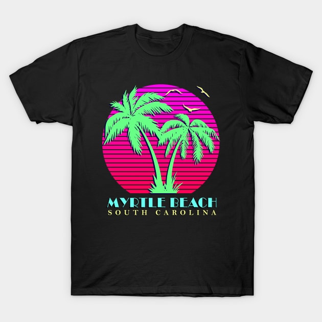 Myrtle Beach South Carolina Palm Trees Sunset T-Shirt by Nerd_art